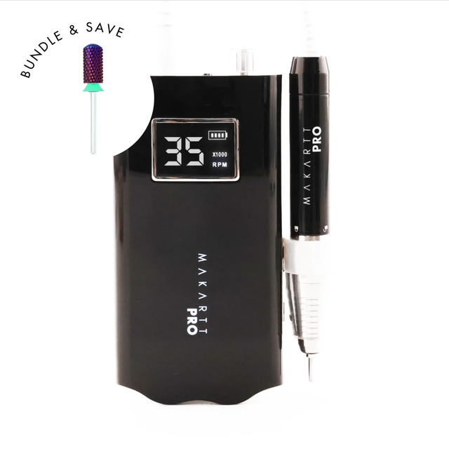 LuxuriaPro E-File + Drill Bits Bundle — Black + Smooth Top Bit (Coarse)