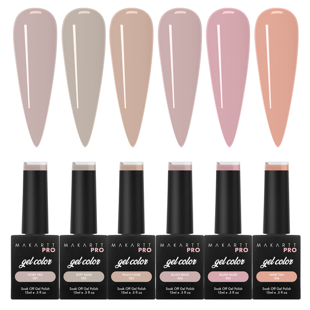 6 Color Gel Polish Set — Nude Collection