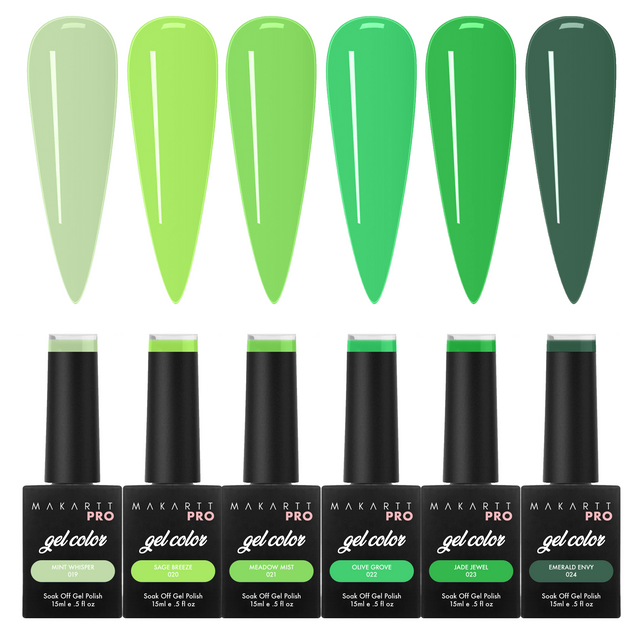 6 Color Gel Polish Set — Green Collection