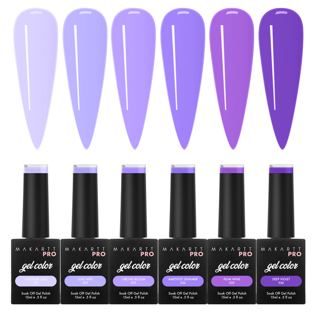 6 Color Gel Polish Set — Purple Collection