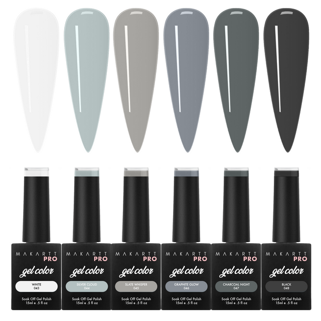 6 Color Gel Polish Set — Monochrome Collection