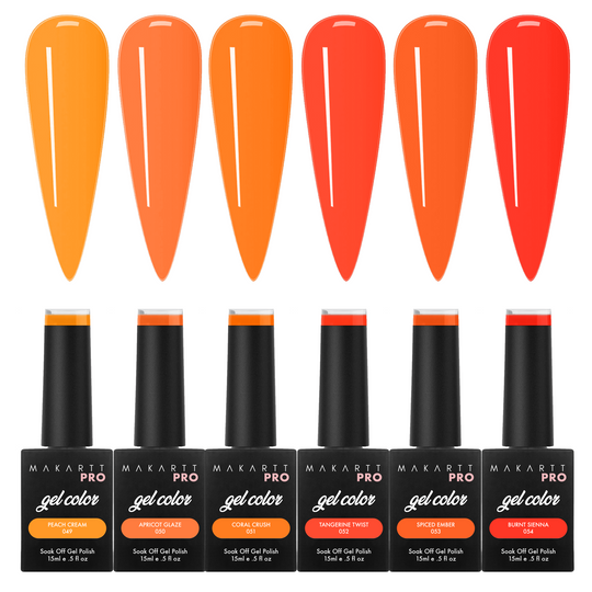 6 Color Gel Polish Set Orange Collection