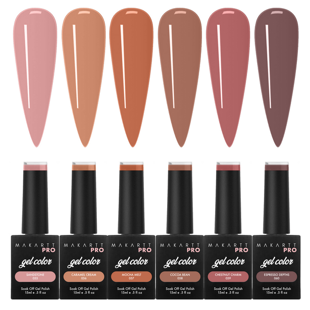 6 Color Gel Polish Set — Brown Collection