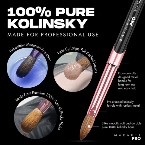 Premium Monomer Resistant Handle 100% Kolinsky Brush