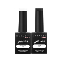 Bright White and Black Gel Polish Bundle (15ml)