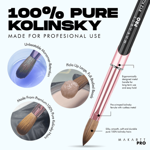 Premium Monomer Resistant Handle 100% Kolinsky Brush